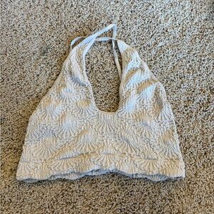 Free People Cream Textured Halter Top